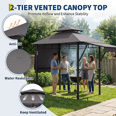 Durable Canopy Shelter for Outdoor Patio Grill Gazebo for Backyard BBQ, Resistant Construction