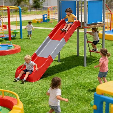 Outdoor Playset for Kids,Swing Set with Slide,Treehouse Platform,Basketball Hoop & Pendulum Swing