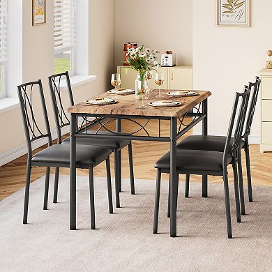 5 Piece Dining Table Set for 4, Modern Small Table and Chairs Set for 4, for Kitchen, Dining Room