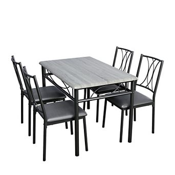 5 pc Dining Table Set for 4, Modern Small Table and Chairs Set for 4, for Kitchen, Dining Room