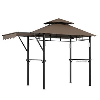 8x5 ft Grill Gazebo Gazebo for Outdoor Patio BBQ - Side Awning Shelves, 10 Hooks for Outdoor