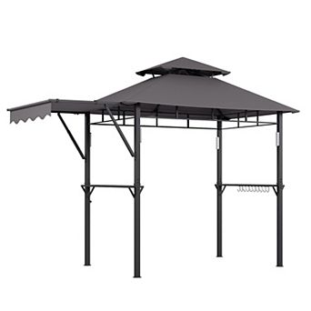 8x5 ft Grill Gazebo Gazebo for Outdoor Patio BBQ - Side Awning Shelves, 10 Hooks for Outdoor