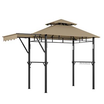 8x5 ft Grill Gazebo Gazebo for Outdoor Patio BBQ - Side Awning Shelves, 10 Hooks for Outdoor