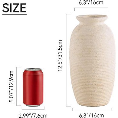 Ceramic Flower Vase, Large Rustic Farmhouse Decorative Pampas Vase