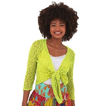 Joe Browns Women's Plus Size Popcorn Knit Tie Front Shrug