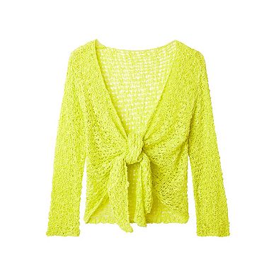Joe Browns Women's Plus Size Popcorn Knit Tie Front Shrug