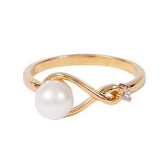 Belinda Jewelz 18k Gold Plated Vermeil Gemstone Cultured Pearl Ring