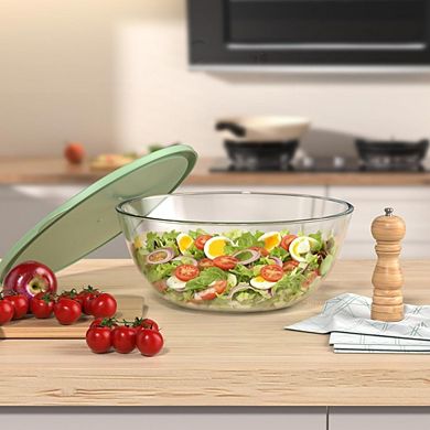 Extra Large Glass Mixing Bowls Clear Glass Salad Cooking Bowls for Kitchen Salad Bread Storage