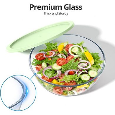 Extra Large Glass Mixing Bowls Clear Glass Salad Cooking Bowls for Kitchen Salad Bread Storage