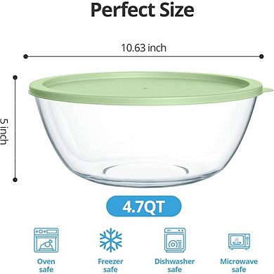 Extra Large Glass Mixing Bowls Clear Glass Salad Cooking Bowls for Kitchen Salad Bread Storage