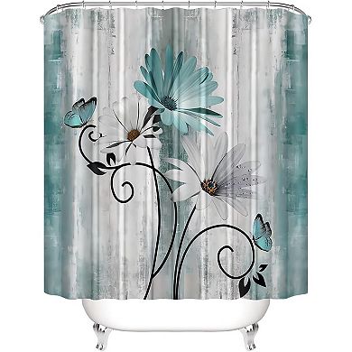 Rustic Farmhouse Shower Curtain Set 4pcs , with Shower Curtain and Rugs and Accessories
