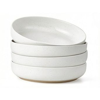 JUANWANG 4-Pack 8.3" Pasta Bowls, 34oz, White Ceramic, Dishwasher & Microwave Safe