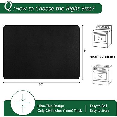 JUANWANG 30"x21" Fireproof Stove Top Cover, Heat Resistant Mat, Black