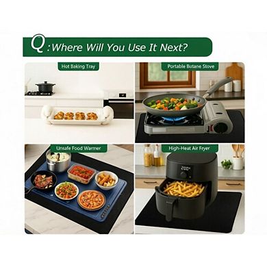 JUANWANG 30"x21" Fireproof Stove Top Cover, Heat Resistant Mat, Black