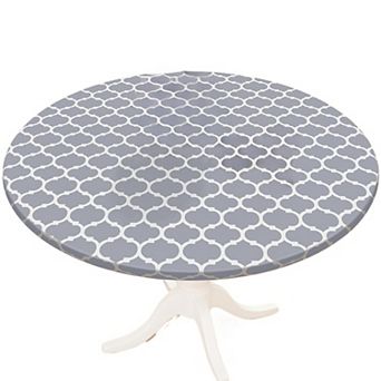 Round Picnic Tablecloth, Waterproof Elastic Fitted Table Covers for45" - 56"Tables, Wipeable Flannel