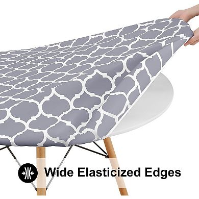 Round Picnic Tablecloth, Waterproof Elastic Fitted Table Covers for45" - 56"Tables, Wipeable Flannel