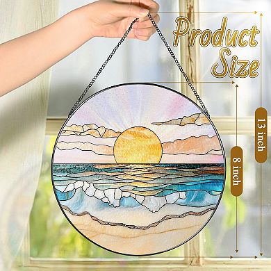 8" Stained Glass Suncatcher Window Hanging Ornament Beach Summer Decor Gift