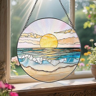 8" Stained Glass Suncatcher Window Hanging Ornament Beach Summer Decor Gift