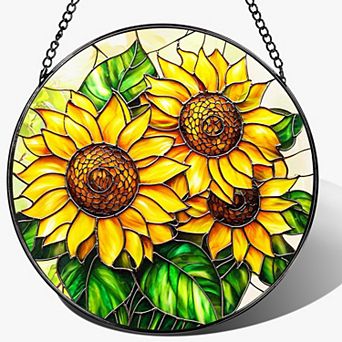 8" Stained Glass Suncatcher Window Hanging Ornament Beach Summer Decor Gift