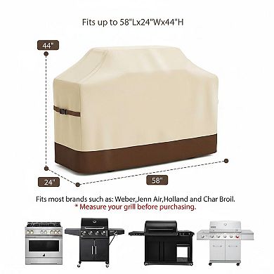 58-Inch Heavy Duty Waterproof BBQ Grill Cover UV & Dust Resistant Rip-Proof with Handles Straps