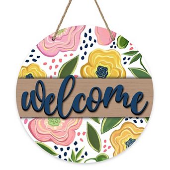 Spring Summer Flower Door Sign Floral Wood Hanger Outdoor Porch Decor Farmhouse Wreath Wall Hanging