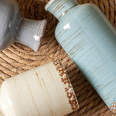 Ceramic Vase Set of 3 Decorative Vases, Modern Rustic Farmhouse Style