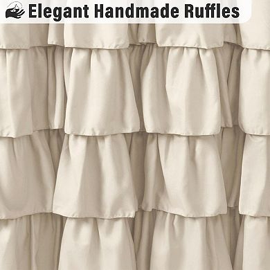 Ruffle Shower Curtain Neutral Shower Curtain Button Design Farmhouse Country Style Rustic Decorative