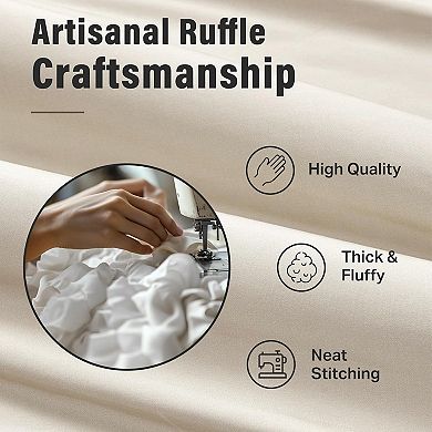 Ruffle Shower Curtain Neutral Shower Curtain Button Design Farmhouse Country Style Rustic Decorative