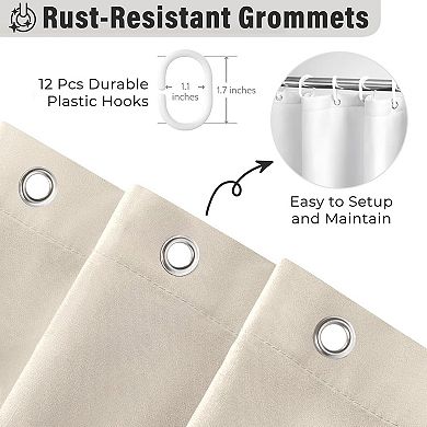 Ruffle Shower Curtain Neutral Shower Curtain Button Design Farmhouse Country Style Rustic Decorative