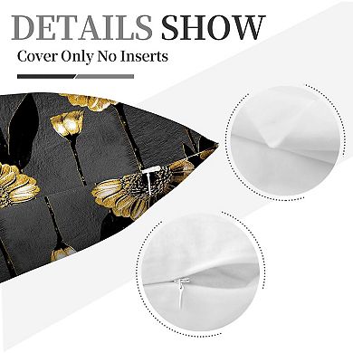 Pillow Covers,Black and Gold Throw Pillow Cases Set of 4 Decorative Summer Pillowcases for Sofa
