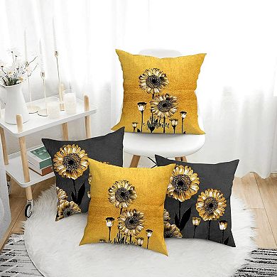Pillow Covers,Black and Gold Throw Pillow Cases Set of 4 Decorative Summer Pillowcases for Sofa