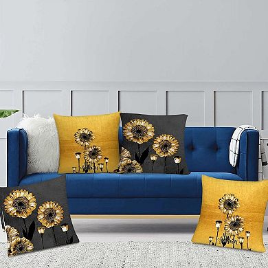 Pillow Covers,Black and Gold Throw Pillow Cases Set of 4 Decorative Summer Pillowcases for Sofa