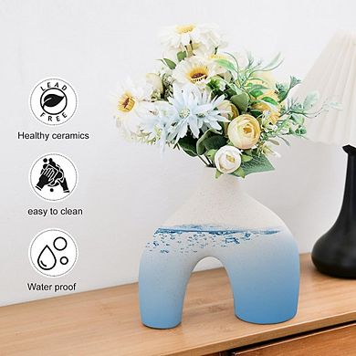 Ceramic Donut Vase Set of 2, Matte Minimalist Decorative Vases
