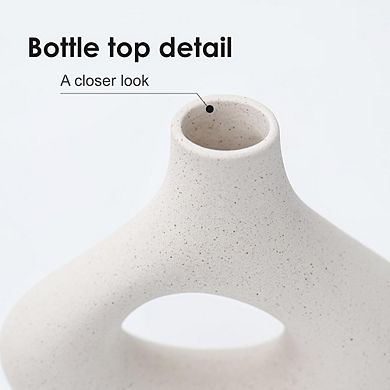 Ceramic Donut Vase Set of 2, Matte Minimalist Decorative Vases