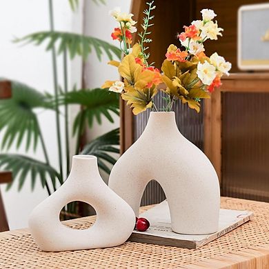 Ceramic Donut Vase Set of 2, Matte Minimalist Decorative Vases