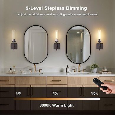 Wireless Wall Sconces Set of 2, Rechargeable Battery Operated Wall Lights with Remote Control