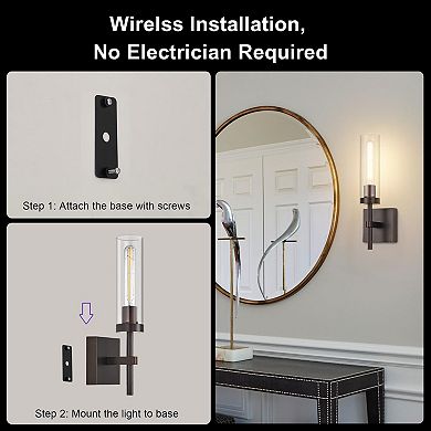 Wireless Wall Sconces Set of 2, Rechargeable Battery Operated Wall Lights with Remote Control