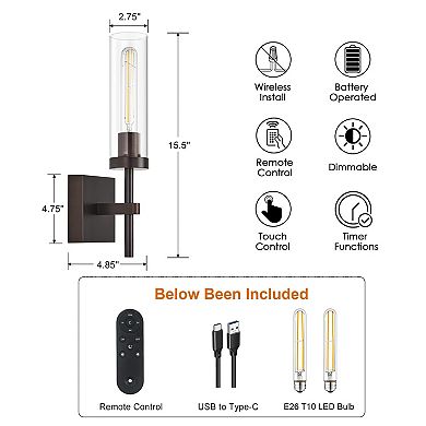 Wireless Wall Sconces Set of 2, Rechargeable Battery Operated Wall Lights with Remote Control