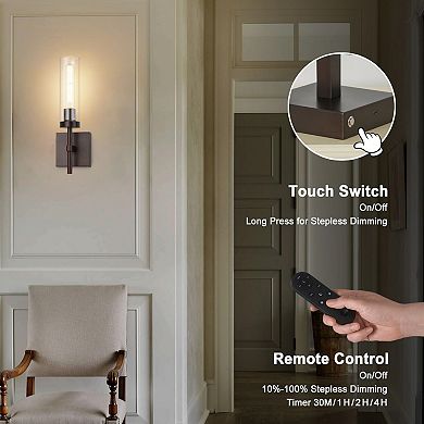 Wireless Wall Sconces Set of 2, Rechargeable Battery Operated Wall Lights with Remote Control