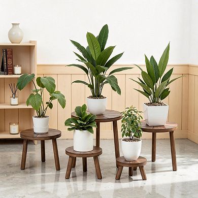 Wooden Mid-Century Modern Tall Plant Stand