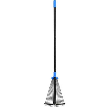 8-17" Expandable Metal Garden Rake, Long Handle Heavy Duty for Lawns Camping