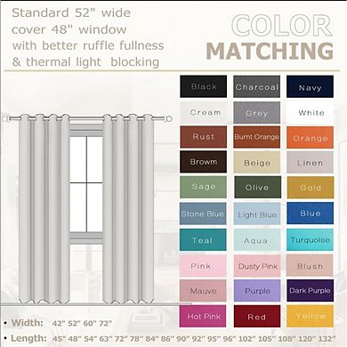 Blackout Curtains 2 Panels, Thermal Insulated, Room Darkening Drapes