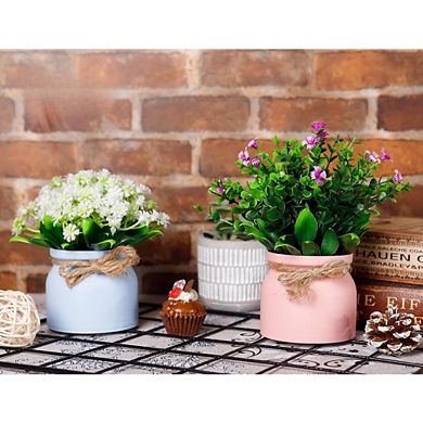 JUANWANG 4 Pack Small Faux Plants, Artificial Flowers for Table Centerpiece, Home & Office Decor