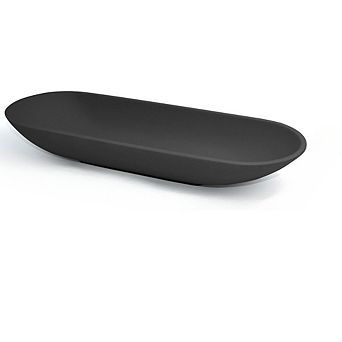 JUANWANG Long Black Dough Bowl Centerpiece, Anti-Slip Base, Minimalist Table Decor
