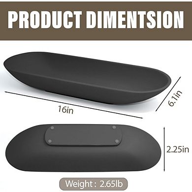 JUANWANG Long Black Dough Bowl Centerpiece, Anti-Slip Base, Minimalist Table Decor