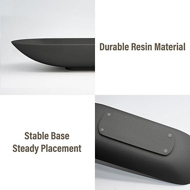 JUANWANG Long Black Dough Bowl Centerpiece, Anti-Slip Base, Minimalist Table Decor