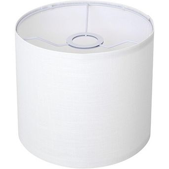 JUANWANG White Linen Drum Lampshade, 8.66" Top/Bottom, 7.87" H, Easy Assembly