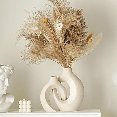 Ceramic Vase Set of 2, Nordic Boho Decorative Flower Vases for Home
