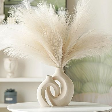 Ceramic Vase Set of 2, Nordic Boho Decorative Flower Vases for Home