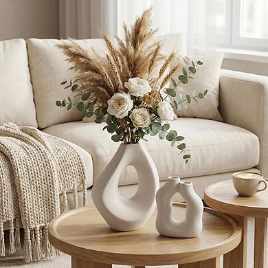 Ceramic Donut Vase Set of 2, Nordic Minimalist Decorative Vases